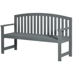 Outsunny 56" Outdoor Wood Bench, 2-Seater Wooden Garden Bench With Slatted Seat, Backrest & Arm Rests For Patio, Porch, Poolside, Balcony, Gray -Outsunny GUEST 4af9c768 fe9d 4f6b 954b 87a2c75619c3