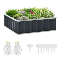 Outsunny 3x3ft Galvanized Raised Garden Bed, Steel Planter For Outdoor Plants, No Bottom W/ A Pairs Of Glove For Backyard, Patio To Grow Vegetables, Herbs, And Flowers -Outsunny GUEST 4b030bbb 67f8 4c77 9de6 58b8a19ca583