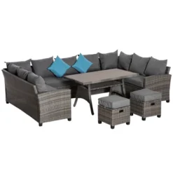Outsunny 6 Pieces Patio Wicker Conversation Furniture Set, Outdoor All Weather PE Rattan Sectional Sofa Set, Table & Cushions, -Outsunny GUEST 4b552713 c393 4a45 97ba 02d27be118c7