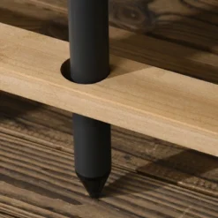 Outsunny 5 Piece Patio Furniture, 6 Seat Outdoor Dining Set, Natural Wood Dinner Table, 2 Chairs, Loveseats With Armrests & Umbrella Hole, Light Brown -Outsunny GUEST 4bfe41a6 c49c 4c6a bfe3 f5e85a59f504