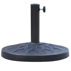 Outsunny 18" 26 Lbs Round Resin Umbrella Base Stand Market Parasol Holder With Beautiful Decorative Pattern & Easy Setup, For Φ1.5", Φ1.89" Pole, For Lawn, Deck, Backyard, Garden, Bronze -Outsunny GUEST 4c534272 5a4a 4f9a ba7d a3d79b65a3fa