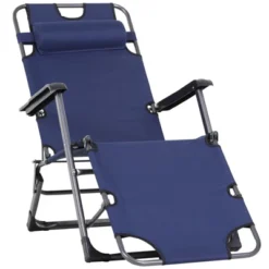 Outsunny 2-in-1 Folding Patio Lounge Chair W/ Pillow, Outdoor Portable Sun Lounger Reclining To 120°/180°, Oxford Fabric -Outsunny GUEST 4c746a11 f680 42fa b93a b5a10623f155