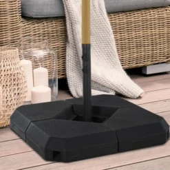Outsunny 4-Piece Outdoor Patio Offset Umbrella Base Stand Weight Holder W/ Cross Base For Powerful Support, 158lbs Sand Or 132lbs Water Filled, Black -Outsunny GUEST 4cf27895 cfb5 44e6 949c 234ad5905a6d