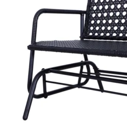 Outsunny Patio 2-Person Wicker Glider Bench Rocking Chair, Outdoor All-Hand Woven PE Rattan Loveseat For Patio, Garden, Porch, Lawn, Black -Outsunny GUEST 4d549c58 cf73 4d0e 8d9f 865a7ff498a5