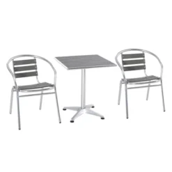 Outsunny 3 Piece Outdoor Patio Bistro Set, Slatted Aluminum Bistro Table, And Chairs, Composite Dining Table, Silver 7 Outsunny 3 Piece Outdoor Patio Bistro Set, Slatted Aluminum Bistro Table, And Chairs, Composite Dining Table, Silver -Outsunny GUEST 507c1467 019e 4ff0 8359 9ec53e777beb