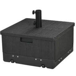 Outsunny 3-in-1 Patio Umbrella Stand Table Raised Garden Bed With Wheels And Handles, Black -Outsunny GUEST 50be59d4 305a 489e 8a44 3d0740dddd9e