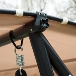 Outsunny 3 Seat Outdoor Free Standing Swing Bench Porch Swing With Stand, Comfortable Cushioned Fabric & Included Canopy -Outsunny GUEST 50f46d6e 4f84 45c9 bb80 6fc44cfbb0dc