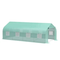 Outsunny 20' X 10' X 7' Tunnel Greenhouse Large Walk-In Warm House Deluxe High GardenHot House With 8 Roll Up Windows & Roll Up Door, Steel Frame -Outsunny GUEST 52fdbda1 bd81 488c 89ec 84bda605eebc