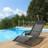 Outsunny Outdoor Rocking Recliner, Sling Sun Lounger With Removable Headrest And Side Pocket For Garden, Patio And Dec