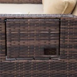 Outsunny Patio Wicker Loveseat Sofa Set, Outdoor PE Rattan Garden Assembled Sun Lounger Daybed Furniture, W/ Storage Ottoman & Side Tables/ Drink Trays For Poolside, Porch, Backyard -Outsunny GUEST 573945f5 4cab 4558 835d dd1764820ae0