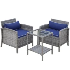 Outsunny 3 Pcs Rattan Wicker Bistro Set With Soft Cushions, Outdoor Conversation Coffee Sets With Glass Table Top And Open Storage Shelf For Patio, Backyard, Garden 15 Outsunny 3 Pcs Rattan Wicker Bistro Set With Soft Cushions, Outdoor Conversation Coffee Sets With Glass Table Top And Open Storage Shelf For Patio, Backyard, Garden -Outsunny GUEST 57cc1a7c 3b57 4fa5 9020 d07187900c7f