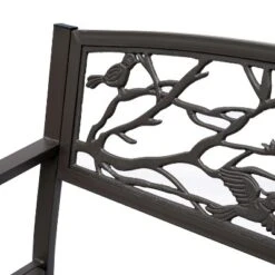 Outsunny 50" Vintage Animal Pattern Garden Cast Iron Patio Bench, Outdoor Furniture Loveseat Chair With Backrest And Armrest For Yard, Lawn, Brown -Outsunny GUEST 59474a4a ed01 4ec5 b894 edaa859841de