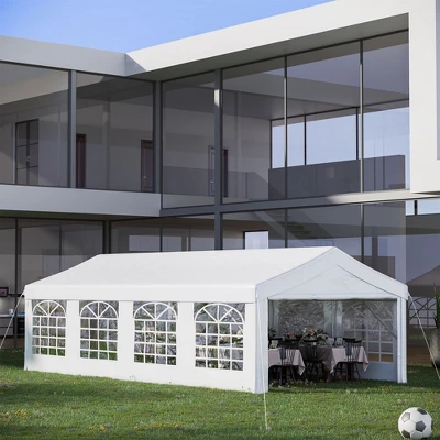 Outsunny 13' X 26' Event Tent & Party Pavilion, Removable Sidewalls, Zipper Doors, Extra Large Steel Frame, Stylish Windows, Wedding White 2 Outsunny 13' X 26' Event Tent & Party Pavilion, Removable Sidewalls, Zipper Doors, Extra Large Steel Frame, Stylish Windows, Wedding White - Image 2
