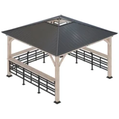 Outsunny 11' X 11' Grill Gazebo Canopy, Hardtop Gazebo With Three Bar Counters, Metal And Acrylic Combined Roof -Outsunny GUEST 5ad6ddd8 d21b 453b 9e3e d2014d7bebd5