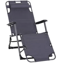 Outsunny 2-in-1 Folding Patio Lounge Chair W/ Pillow, Outdoor Portable Sun Lounger Reclining To 120°/180°, Oxford Fabric -Outsunny GUEST 5b40a345 1ab4 4c60 ae7e 91c21ea3c7e8