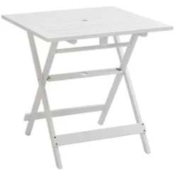 Outsunny Foldable Dining Table, Square Wood Side Table, Portable Bistro Table With Umbrella Hole For Outdoor Patio, Garden Or Backyard -Outsunny GUEST 5b47cc8b 7640 434e 8ff2 05222d7af4ec