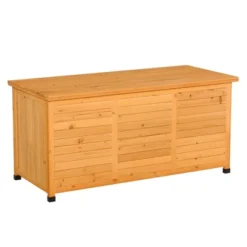 Outsunny 75 Gallon Wooden Deck Box, Outdoor Storage Container With Aerating Gap & Weather-Fighting Finish -Outsunny GUEST 5bcd2538 f3a8 4329 98bb e715260b47b0