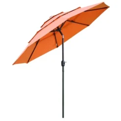 Outsunny 9FT 3 Tiers Patio Umbrella Outdoor Market Umbrella With Crank, Push Button Tilt For Deck, Backyard And Lawn -Outsunny GUEST 5be44203 cb58 43e6 81c4 b71c49086201