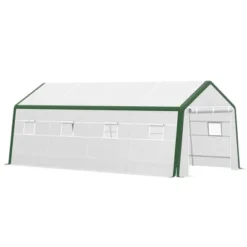 Outsunny 20' X 10' X 8' Heavy-duty Greenhouse, Walk-in Hot House With Windows And Roll Up Door, PE Cover, Steel Frame -Outsunny GUEST 5c508594 a65e 4e7f 9388 5441ec7ff2f7