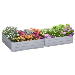 Outsunny 39'' X 39'' X 12'' Set Of 2 Raised Garden Bed, Elevated Planter Raised Bed With Galvanized Steel Frame For Growing Flowers, Herbs, Succulents -Outsunny GUEST 5d351b6d d808 4597 990c 84594e457fa8