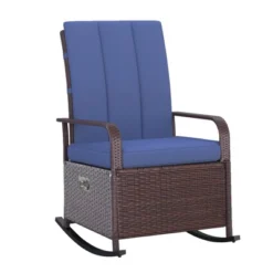 Outsunny Outdoor Rattan Wicker Rocking Chair Patio Recliner With Soft Cushion, Adjustable Footrest, Max. 135 Degree Backrest -Outsunny GUEST 5dd3c564 70da 4205 8c09 8dabb6c24459