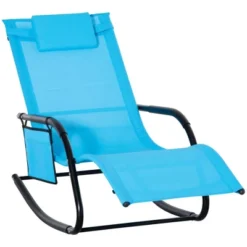 Outsunny Outdoor Rocking Recliner, Sling Sun Lounger With Removable Headrest And Side Pocket For Garden, Patio And Dec -Outsunny GUEST 5eb328d6 efa9 4be6 a2f4 d7694d69552c