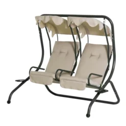 Outsunny Modern 2-Seater Outdoor Patio Swing Chair, Porch Seats With Cup Holder And Removeable Canopy -Outsunny GUEST 63274c48 bca3 4eb1 9444 957b2685f760