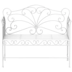 Outsunny 44.75" Antique-Style Outdoor Patio Garden Bench, Metal Loveseat With Ivy Pattern On The Backrest, Cream White -Outsunny GUEST 658c3a23 15e5 45e0 a116 7904a8dcad03