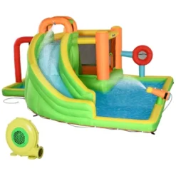 Outsunny 7-in-1 Inflatable Water Slide, Kids Castle Bounce House Includes Slide, Boxing Post, Tunnel W/ Carry Bag, Repair Patches, 750W Air Blower -Outsunny GUEST 672edbf5 c29a 4932 aa39 ef962c318c87
