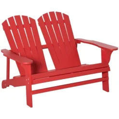Outsunny Outdoor Adirondack Chair, Wooden Loveseat Bench, Lounger Armchair With Flat Back For Garden, Deck, Patio, Fire Pit -Outsunny GUEST 67a7c500 12a9 4523 846b 31d0034640b8