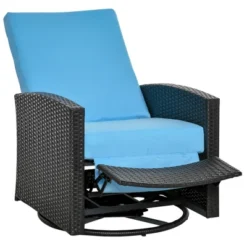 Outsunny Patio PE Rattan Wicker Recliner Chair With 360° Swivel, Soft Cushion, Lounge Chair For Patio, Garden, Backyard -Outsunny GUEST 69ab18f5 77ef 466b 88f7 7a43b45a8e54