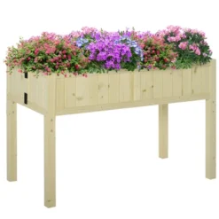 Outsunny Raised Garden Bed Elevated Wooden Planter Box With Space-Saving Folding Design, Drainage Holes, & Inner Liner For Vegetable Fruit Herb Grow -Outsunny GUEST 6b932d34 16e4 4d11 b667 e44b8bd8db9a