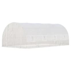 Outsunny Steel Frame Walk-In Tunnel Greenhouse, Large Garden Hot House Kit With 8 Roll-up Windows & Roll Up Door, White -Outsunny GUEST 6c45f5e5 dd58 4875 810b 6a6c7e00daab