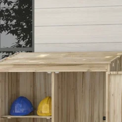Outsunny Wooden Garden Shed Tool Storage With Double Magnet Doors, Garden Shed With Tilted Roof, 47.25" X 22.5" X 72'', Natural -Outsunny GUEST 6cdd11c2 7757 4e46 81ce 93b82da27fd5
