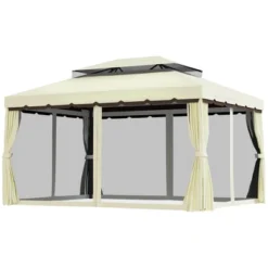 Outsunny 10' X 13' Soft Top Outdoor Patio Gazebo With Polyester Curtains & Air Netting Venting Screens & Aluminum Frame, Cream White -Outsunny GUEST 6cea2e0c 0107 4437 8756 c85ac8bc328d