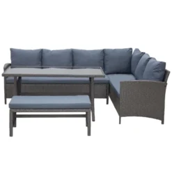 Outsunny 4 Pieces Patio Wicker Sofa Set, Outdoor PE Rattan Modern Furniture Set With Cushions & Dining Table, Bench For Garden, Backyard, Lawn -Outsunny GUEST 6d019a66 567c 4e8e 8a56 1e36ff4e82c8