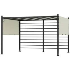 Outsunny 10' X 12' Outdoor Pergola Patio Gazebo Retractable Canopy Sun Shelter With Steel Frame, Beige -Outsunny GUEST 6e0caa6b 97cb 42dc b889 5f8fa7aee42d