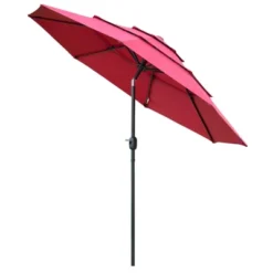 Outsunny 9FT 3 Tiers Patio Umbrella Outdoor Market Umbrella With Crank, Push Button Tilt For Deck, Backyard And Lawn -Outsunny GUEST 6e1b3401 2645 40e4 8ae2 fcd9cd16332f