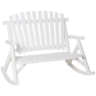 Outsunny Wooden Rocking Chair, Indoor Outdoor Porch Rocker With Slatted Design, High Back For Backyard, Garden 7 Outsunny Wooden Rocking Chair, Indoor Outdoor Porch Rocker With Slatted Design, High Back For Backyard, Garden - Image 7
