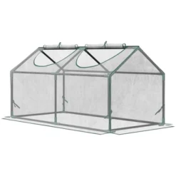 Outsunny Outdoor 3.9' X 2' X 2' Portable Mini Greenhouse, Small Greenhouse With PVC Cover, Roll-up Zippered Windows For Indoor, Outdoor Garden, Clear -Outsunny GUEST 71254c9d 729b 48d7 90e8 5fce02fa3789