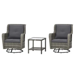 Outsunny 3-Piece Patio Bistro Set, PE Rattan Wicker Outdoor Furniture, Soft Cushions, 2 360 Swivel Rocking Chairs, 2-Tier Coffee Table 10 Outsunny 3-Piece Patio Bistro Set, PE Rattan Wicker Outdoor Furniture, Soft Cushions, 2 360 Swivel Rocking Chairs, 2-Tier Coffee Table -Outsunny GUEST 71517296 a846 4c17 b13a 87a2675089ea