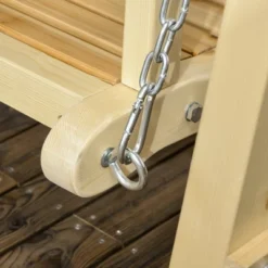 Outsunny Wooden Porch Swing, 2-Seater Outdoor Wood Loveseat Bench With Hanging Chains, Adjustable Canopy, A-Frame Base For Patio, Yard, Garden, Gray -Outsunny GUEST 7153c179 4db9 4586 adf2 eb81b0f8aff2