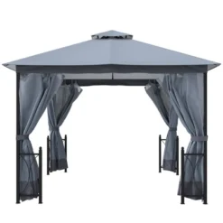 Outsunny 13' X 11' Patio Gazebo Canopy Garden Tent Sun Shade, Outdoor Shelter With 2 Tier Roof, Netting And Curtains, Steel Frame For Patio, Backyard, Garden -Outsunny GUEST 7176ad60 6351 41d9 ad02 2cd211b51c8e