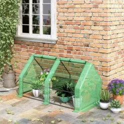 Outsunny 6' X 3' X 3' Portable Mini Greenhouse Outdoor Garden With Large Zipper Doors And Water/UV PE Cover, Green -Outsunny GUEST 72e6ea80 3e54 4259 8127 103ca0ee383d