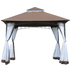 Outsunny 116.25" X 116.25" Outdoor Patio Gazebo Canopy Tent With Mesh Sidewalls, 2-Tier Canopy For Backyard, Coffee -Outsunny GUEST 730bacfa 3e96 4b09 bdc8 1f88ea704b17