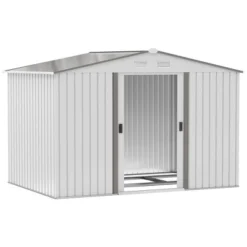 Outsunny 9' X 6' Metal Storage Shed Garden Tool House With Double Sliding Doors, 4 Air Vents For Backyard, Patio, Lawn, Silver -Outsunny GUEST 73986d60 2cf9 4a1c a8e1 9cf0f21315ff