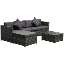 Outsunny 6 Pieces Outdoor PE Rattan Sofa Set, Sectional Conversation Wicker Patio Couch Furniture Set With Cushions And Coffee Table -Outsunny GUEST 76dbcedb d912 4d85 a576 588c979d20d3