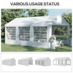 Outsunny Outdoor 10 X 20ft Carport Car Canopy With Removable Sidewalls, Portable Garage Tent Boat Shelter W/ Windows For Party, Wedding, Events, White -Outsunny GUEST 77dc0ba1 2965 4e9c ba21 663d60bbdce0