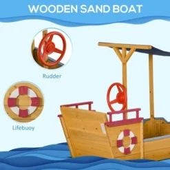 Outsunny Wooden Pirate Sandbox For Kids, Covered Children Sand Boat Outdoor, W/ Storage Bench, Sun Protective Canopy Cover, Ages 3-8 Years Old, Orange 8 Outsunny Wooden Pirate Sandbox For Kids, Covered Children Sand Boat Outdoor, W/ Storage Bench, Sun Protective Canopy Cover, Ages 3-8 Years Old, Orange -Outsunny GUEST 77eb31da d067 4c2d abdc 1247d0b92021