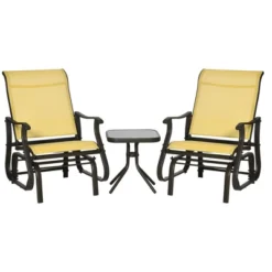 Outsunny 3-Piece Outdoor Gliders Set Bistro Set With Steel Frame, Tempered Glass Top Table For Patio, Garden, Backyard, Lawn -Outsunny GUEST 79dac32f 85c1 4bae a79f e75a181a6e81
